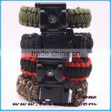6 in 1 Bottle Opener+Whistle+Fireflint+Blade+Thermometer+Compass Buckle Outdoor Survival Paracord Bracelet thumbnail-5