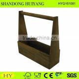 FSC 3bottle wooden wine holder with handle wholesale