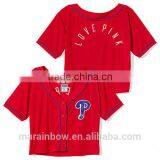 Custom Made Women Crop Baseball Jersey Tee With Logo Embroidery on Front and Backside Wholesale thumbnail-1
