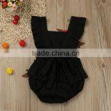 Rose Flower Decoration Cotton Fabric Handmade Baby Romper Flutter Jumpsuit thumbnail-5