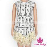 48BQA142 Lovebaby FAUX SUEDE Fabric Printed Kinds Of Pattern Sleeveless With Gilrs Accessory Tassel Dress thumbnail-2