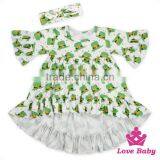 New Arrive Children Clothing Ruffle Girl Latest Dress With Bow Headband Designs Photos Baby Frock Pictures thumbnail-1