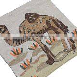 Camel Embroidered Throw Pillow Eclectic Designer Decor Square Accent Cushion thumbnail-1