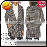 latest brushed checked ladies plaid winter coat