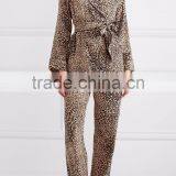 Slim Fitted Casual Leopard Pajamas Modern Print Onesie Sleepwear for Ladies thumbnail-2