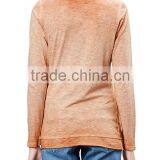 Women's Long Sleeve 100% Cotton Acid Wash Vintage t Shirt thumbnail-5