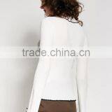 Women's Crew Neck Cotton Free Knitting Pullover Sweater Pattern With Zipper thumbnail-4