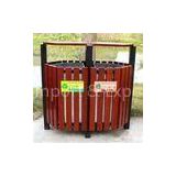 Outdoor powder covered metal with wood  trash bins for gardan
