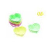 Non toxic Green Silicone Heart shaped Cupcake Liners / Cake Molds , silicon muffin cups