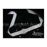 Silver Beaded Rhinestone Bridal Sash , Rhinestone Belts For Bridal Gowns thumbnail-1