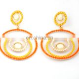 Fashion Latest Europe And American Design Exaggerated Ladies Light Gold Plating Seed Bead Earring