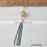Latest Desion Cat's Eye Opal Ston With Suede Tassels Necklace thumbnail-4