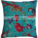 Indian Bird Printed Cushion Cover Bird Of Paradise Kantha Cushion Cover thumbnail-2