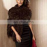 Rex Rabbit Fur Knit Shawl /#00S28 Dyed Brown thumbnail-1