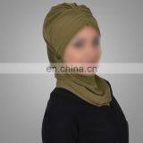 2017 Muslim Clothing Olive Green Plain Pinless Chiffon Instant Scarf thumbnail-2
