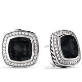 Silver Jewelry 11mm Albion Earrings with Black Onyx and Diamonds(E-063)