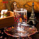 Borosilicate Cylinder Double Wall Turkish Glass Tea Cup With Plate and Spoon thumbnail-3