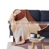 RAWHOUSE Geometric Pattern Knitted 100% Cotton Tassel Throw Blanket With Tassel Use for Sofa thumbnail-2