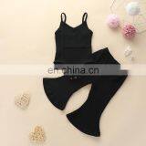 Fall Winter Baby Girls Clothing Knitted Solid Color Vest Rompers + Flared Trousers Pants 2pcs Set Kid Girls Clothing Set thumbnail-3