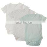 Summer 100% Organic Cotton V-neck Short Sleeves Baby Romper thumbnail-5