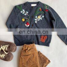 Kids Cashmere Cardigan Sweater With Three-dimensional Hand Embroidery thumbnail-1