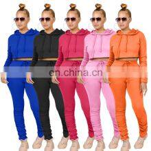 Factory Wholesale Custom Spring and Summer Fashion Sports and Leisure Women's Hooded Sweater Slim Pants Sports Suit thumbnail-3