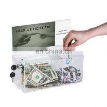 Acrylic Charity Box With Treat Compartment and Removable Header Donation Box