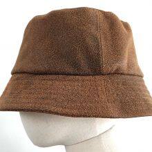 Men's and Women's Fashion Genuine Sheepskin Leather Bucket Hat thumbnail-5