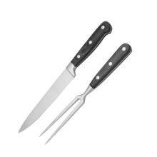 Hot Sale 2pcs BBQ Kitchen Stainless Steel Carving Meat Knife and Fork Set thumbnail-2
