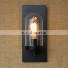 Industrial Retro Simple Design Cafe Shop Bar Hallway Decorative Lamp Black Metal Glass Shade LED Wall Lamp thumbnail-2