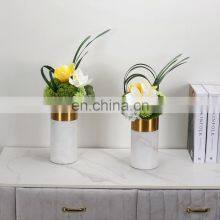 White Marble Cylinder Vase Cylinder Home Decor Marble Desk Ornaments thumbnail-4