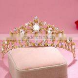 Gold Rhinestones Alloy Crystal Crowns Wholesale Factory Wedding Tiara Crown Band thumbnail-2