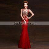 Women's Red V-Neck Print Floor-Length Dress thumbnail-1