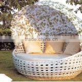 Round Outdoor Furniture Double Wicker Woven Poly Resin Rattan Bed thumbnail-4