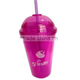 Insulated tumbler with screw-on lid and straw BPA free