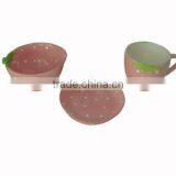 3pcs Ceramic Strawberry Bowl,Platter,Mug for Kids