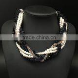 European And American Big Crystal Shell Multilayer Woven Exaggerated Pendant Necklace thumbnail-6