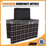 Household Fabric Stripe Foldable Storage Box With a Cover on it