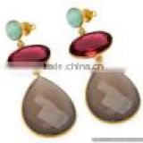 Hydro Garnet Grey Chalcedony Gemstone Earrings