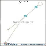China Wholesale Fashion Hot Selling Silver Chains Double Turquoise Bead Anklet thumbnail-2
