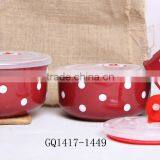 2015 Red Ceramic Tableware Bowl With Big White Dots thumbnail-1