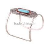 Women Bangle Boho Bohemian Turquoise Antique Maya Style Hollow Wide Cuff Bangles thumbnail-3