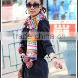 Unique Design Colorful Scarf With Ball Winter Scarf thumbnail-1