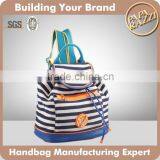 3515-High Fashion Wholesale Strip Printing Unisex Designer Fancy Cute Canvas Backpack 2016