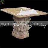 Hand Carved Marble Table Top and Base for Garden