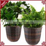 S&D Synthetic Rattan Garden Pots for Sale Planting Pots Cheap , Indoor&Outdoor Rattan Flower Pot , Stackable Plastic Garden Pots