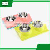 Pet Accessories Eco Plastic Stainless Steel Anti Slip Leak Proof Double Cat Dog Pet Feeder Water Food Bowl thumbnail-2