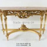 Gold Leaf With Natural Marble Top Antique Reproduction Console Table for Sales thumbnail-4