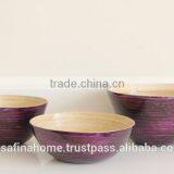 Round Purple Colored Lacquer Bamboo Salad Bowl thumbnail-1