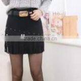 Latest Design Pleated Maxi Skirt Wrap Navy Chiffon Long Skirt for Women thumbnail-2